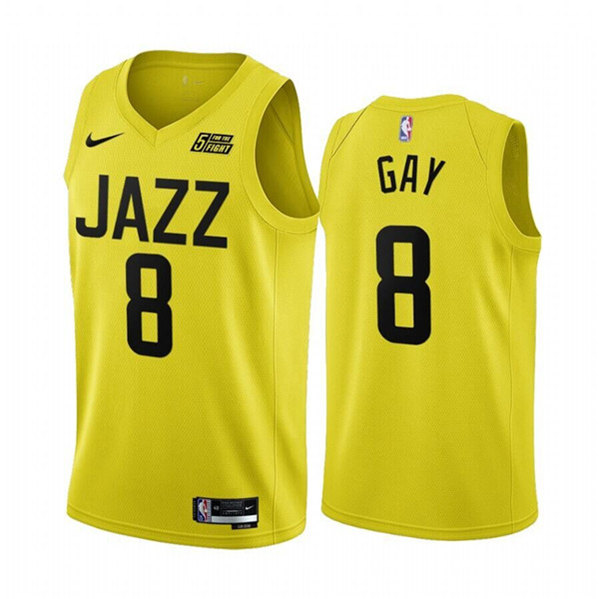 Men's Utah Jazz #8 Rudy Gay Yellow 2022/23 Association Edition Stitched Basketball Jersey